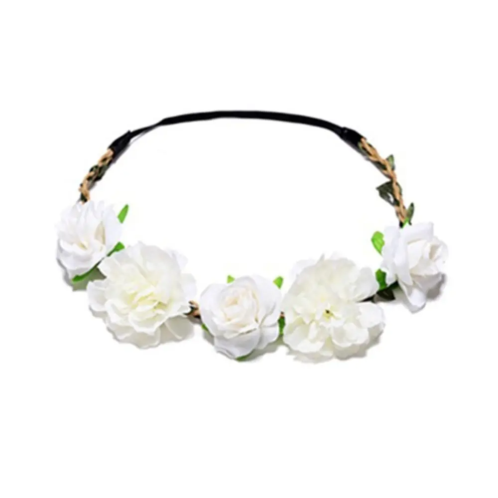 Elegant Wedding Party Hairband Floral Hoop Rose Flower Garland Cloth Tiara Women Headwear Flower Crown Flower Headband