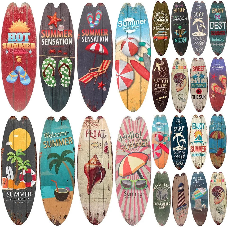 Targa vintage in metallo con scritta Surfer Crossing Beach, per
