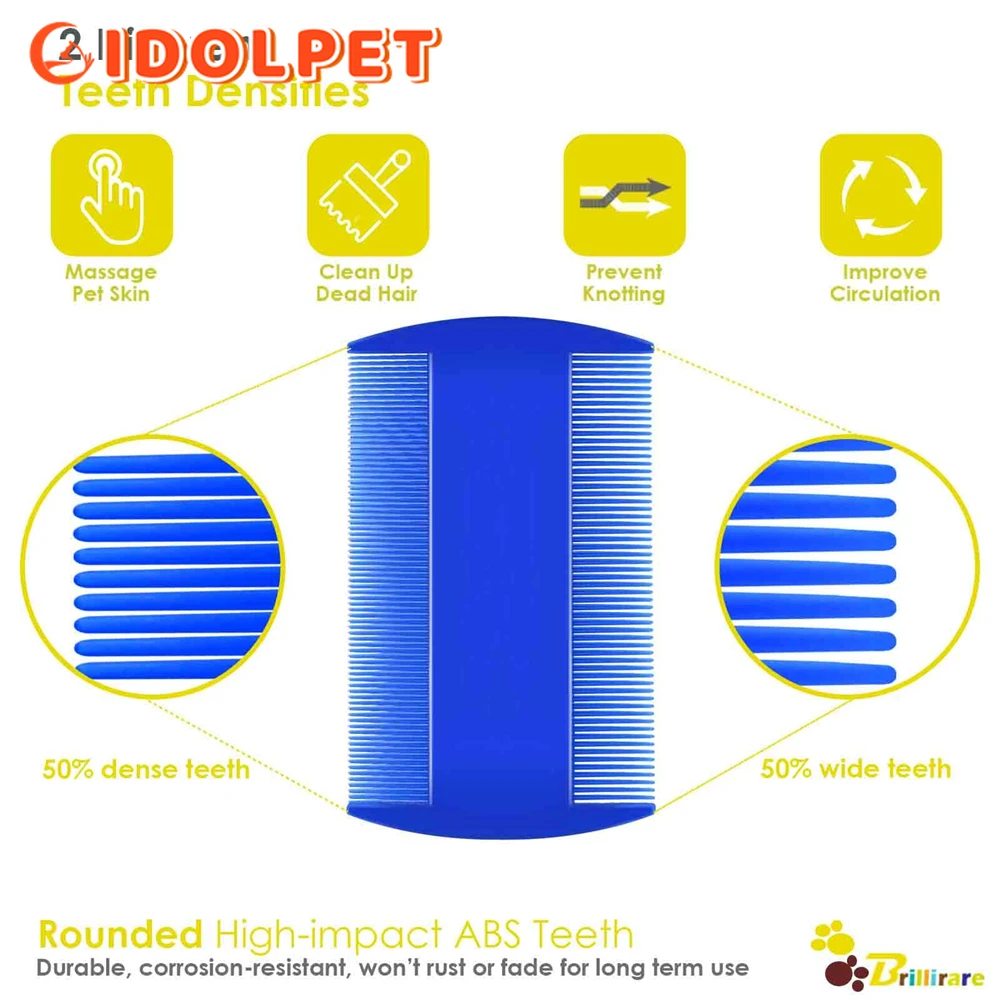 Peine antipulgas para mascotas, 4 piezas con dientes de alta resistencia, duradero, removedor de manchas, juego de Peine de aseo para perros y gatos, flotador efectivo 5
