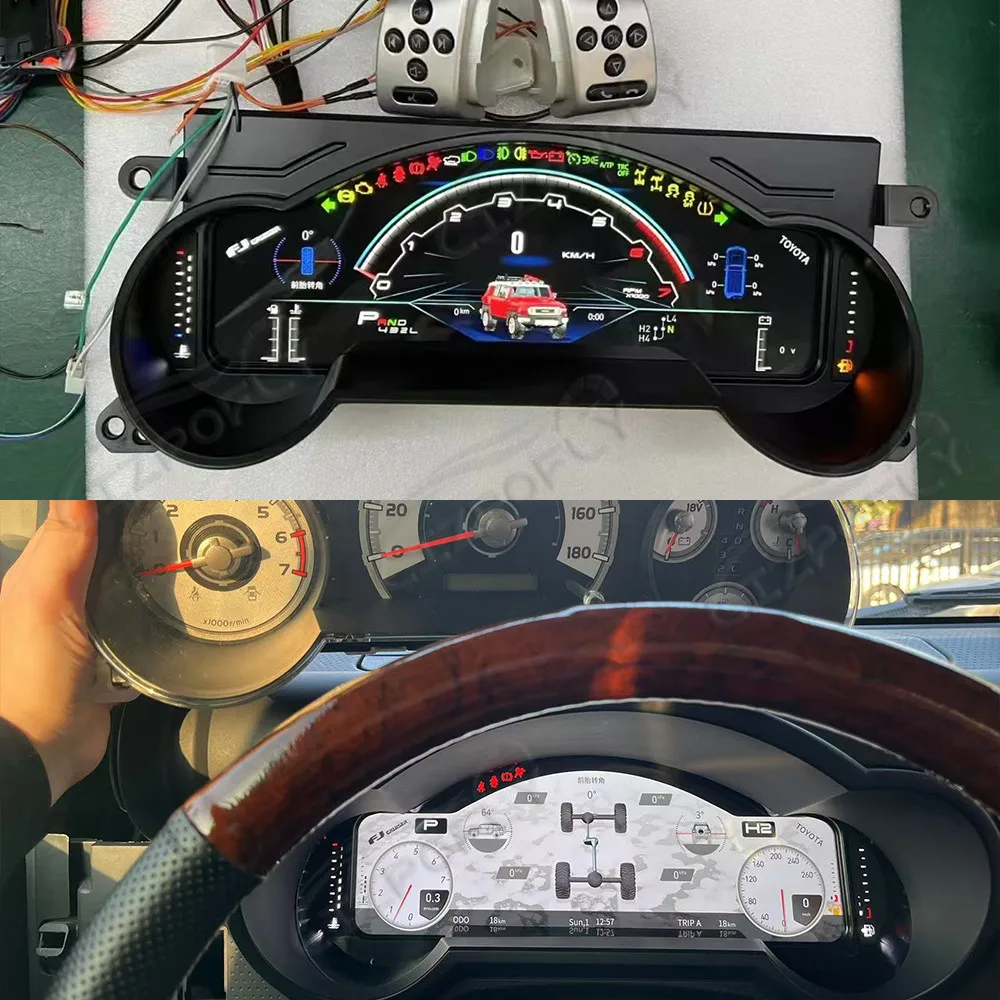 Tablero de instrumentos digitales para coche, para TOYOTA LAND CRUISER FJ 2007-2022, pantalla de medidor de instrumentos automático, unidad principal TPMS, cabina Virtual 5