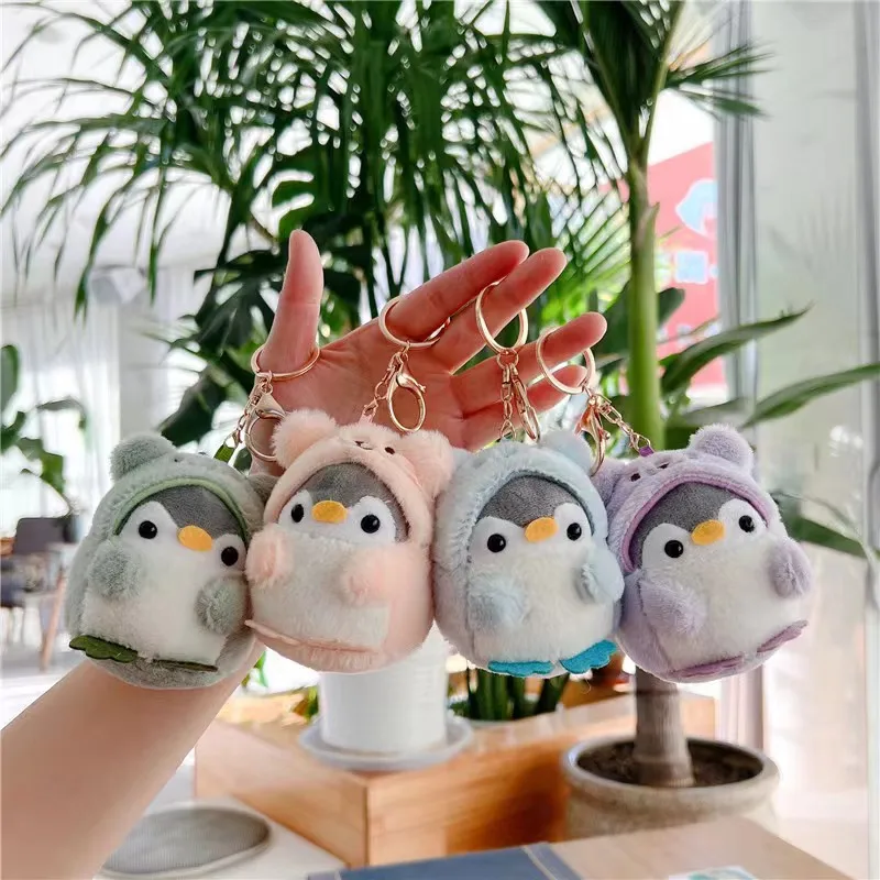Nuevos llaveros de peluche de pingüino pequeño, bonito muñeco de peluche,  juguetes Kawaii de Anime para niños, llavero colgante, regalo de cumpleaños 