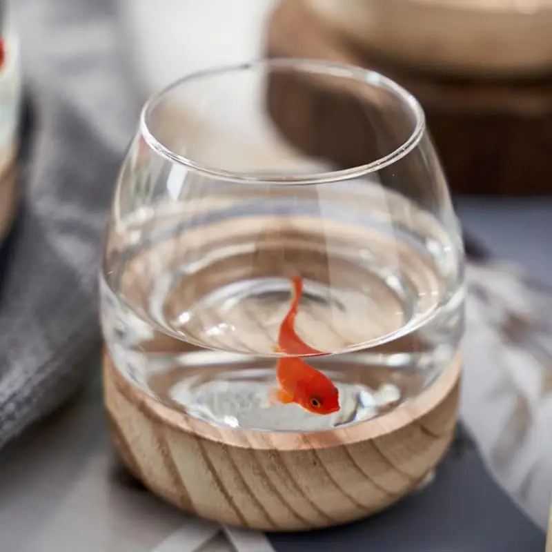 Vase Hydroponique, Vase Transparent Avec Base En Bois, Vase Hydroponique En Verre, Aquarium Pour Centre De Table