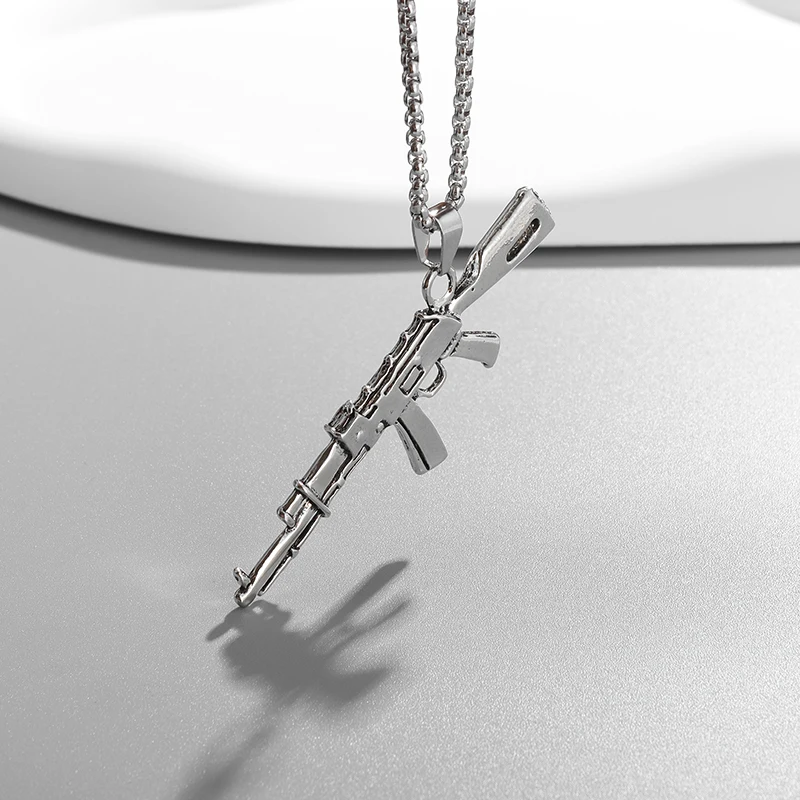 

Модное ожерелье с подвеской в виде искусственного оружия, мужское персонализированное украшение в стиле хип-хоп, рок, панк