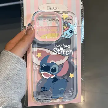 New Stitch Clear So Cute Phone Case For iPhone 16 15 14 13 12 11 Pro Max XR XS 7 8 Plus Kawaii Y2K Soft Transparent Cover 2