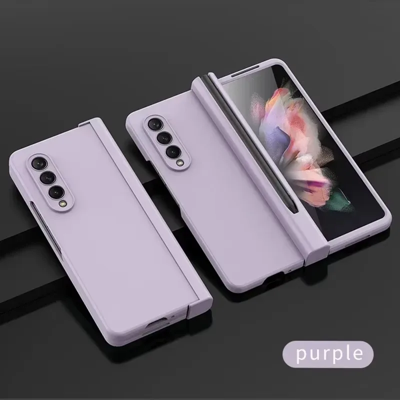 Phone Case For Samsung Galaxy Z Fold 6 5 4 3 5G With Pen Slot Holder For S Pen Hinge Plastic Cover With Front Screen Glass 5