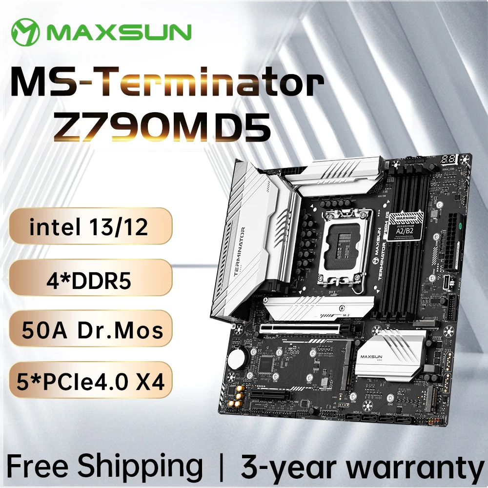 

MAXSUN Terminator Z790M D5 материнская плата SATA DDR5 PCIE4.0 LGA1700 Поддержка Intel 12th/13th/14th Core 12700 13400F 13700K 13900K