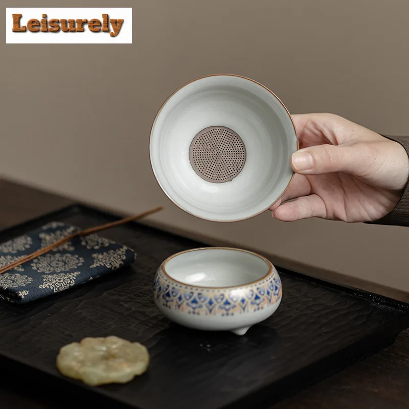 Dunhuang Apsaras Ru Kiln Porcelain Tea Separator Infusor Boutique Tea Strainer Dispenser Tea Brewing Tea Filter Teaware Ornament