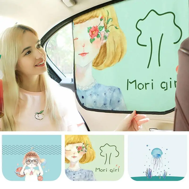 

Magnetic Car Side Window Sunshade Automobile UV Protection Cartoon Curtain Heat Insulation Sunshade Car Interior Accessories