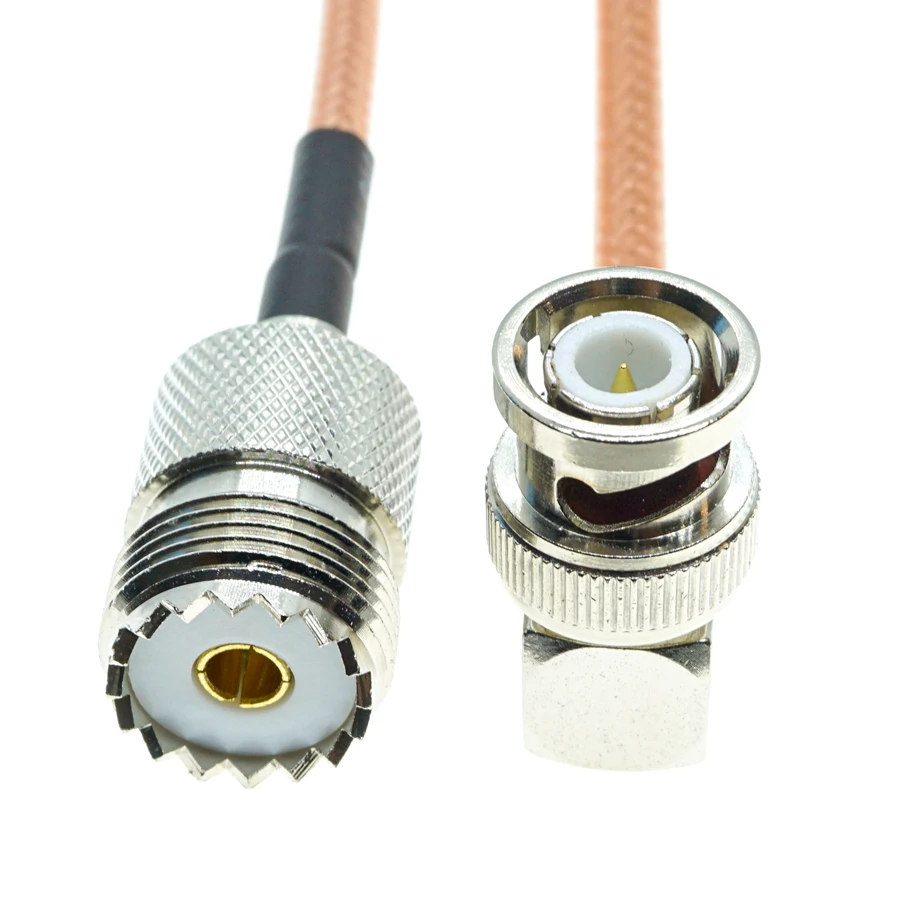 

RG400 BNC Male Right Angle to UHF Female SO239 RF Coax Pigtail Jumper 50ohm double shield Cable
