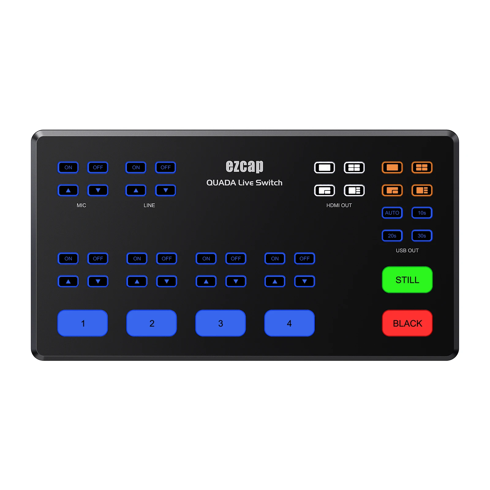 Ezcap328 라이브 스위치, HDMI 비디오 캡처 카드, 라이브 스트리밍 방송국 스위치, 멀티 버튼, 4 채널