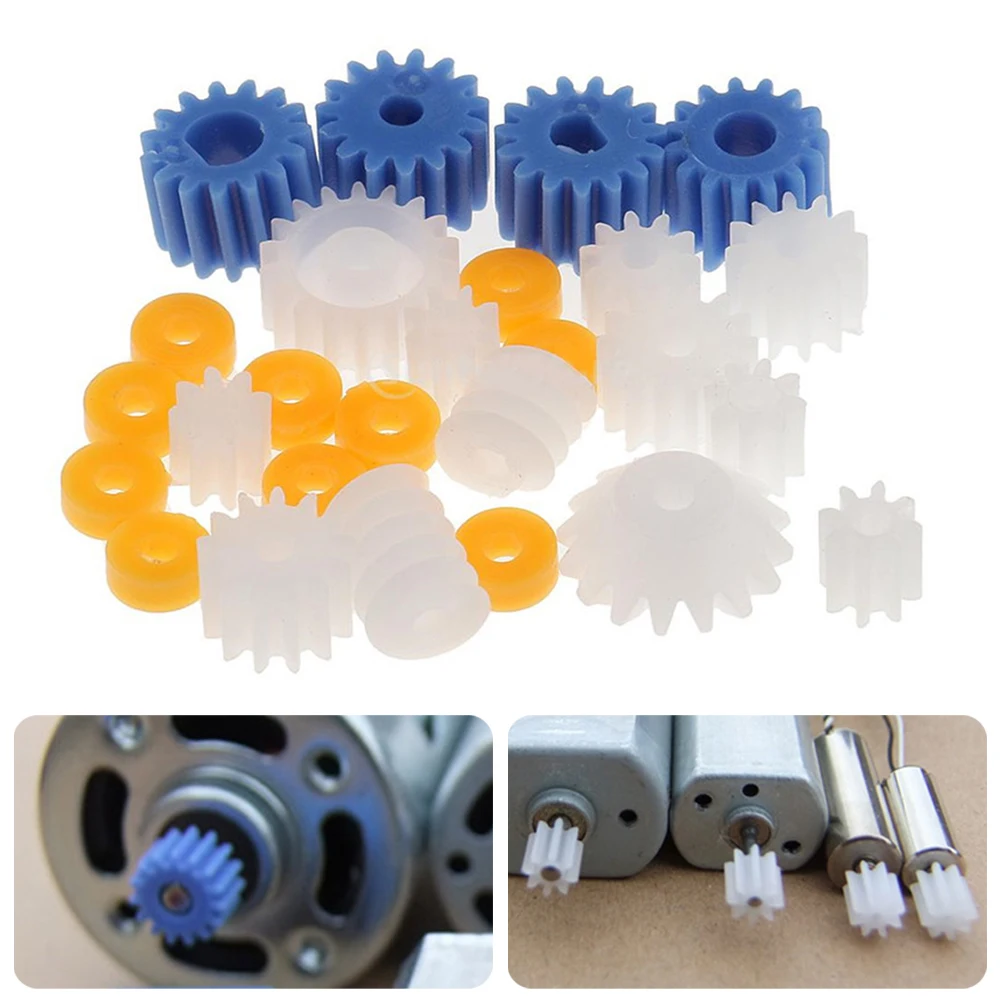 26Pcs Kunststoff Spindel Getriebe Set Haft Motor Getriebe DIY Teile Untersetzungsgetriebe Zahnräder Zahnräder DIY Motor Getriebe Spielzeug zubehör – Detail 1