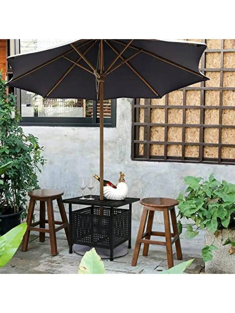 VINGLI Outdoor Side Table with Umbrella Hole 1.57" Umbrella Stand Table Metal Patio Side Table Coffee Table End Table fo 6
