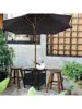 VINGLI Outdoor Side Table with Umbrella Hole 1.57" Umbrella Stand Table Metal Patio Side Table Coffee Table End Table fo 6
