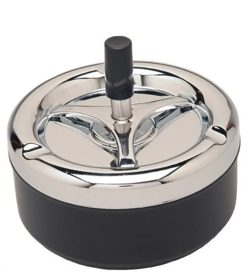Portable Round Spinning Ashtray Cigarette Ash Stainless Steel Ashtray Housewares Spinning with Cover WY70917 Portable Ashtray Cigarettes Ashtray Stainless Steel Ashtray Metal Ashtray