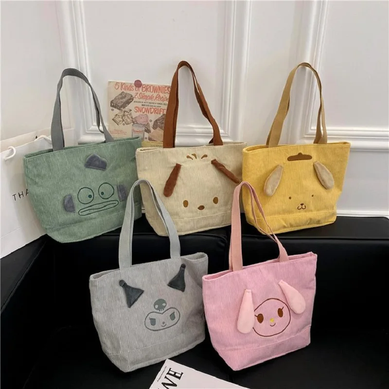 

Korean Style Kids Larger Cartoon Animal Pattern Corduroy Tote Bag Little Girls Cute Handbag Tote Students Shoulder Bag