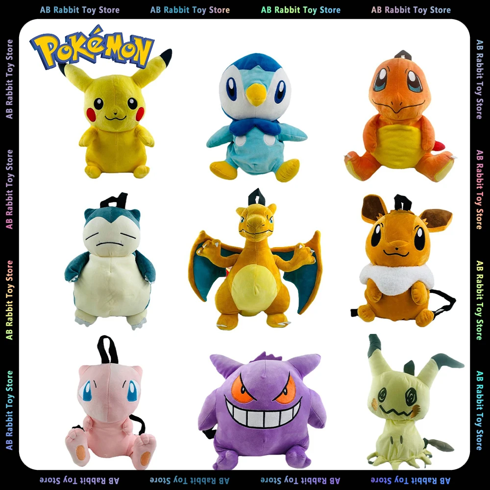 

Pokemon Backpack Plush Soft Schoolbag Kawaii Pikachu Gengar Snorlax Mimikyu Eevee Charizard Bag Suffed Toy Kid Christmas Gifts