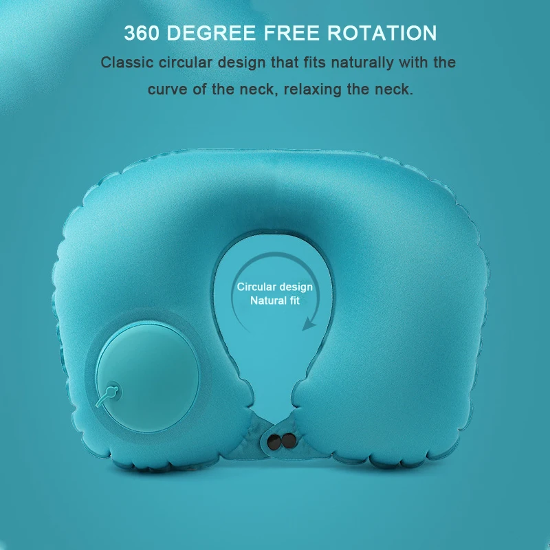 Press on Inflatable Pillow to Relax Neck Travel U-shaped Pillow Foldable and Portable with Leak Proof Device Ordinary U-shaped