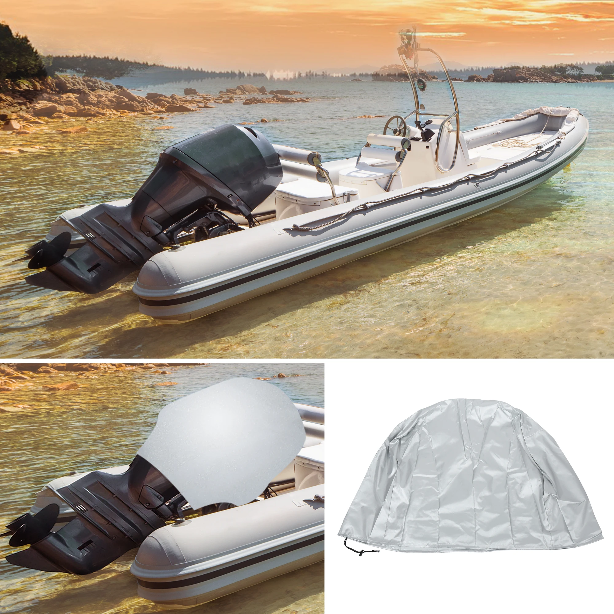 15HP-250HP Half Boat Motor Engine Cover 210D Waterproof Outboard Anti Sun Dustproof Marine Engine Protector Cover outboard motor cover