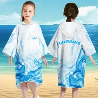 Cardigan button down children's quick drying bathrobe for male and female students, swimming absorbent towel, cape, beach hooded 4