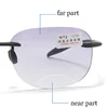 Fashionable Prescription Reading Eyeglasses Progressive Bifocal Sun Glasses for Middle-aged Frameless Presbyopia Glasses Diopter 4