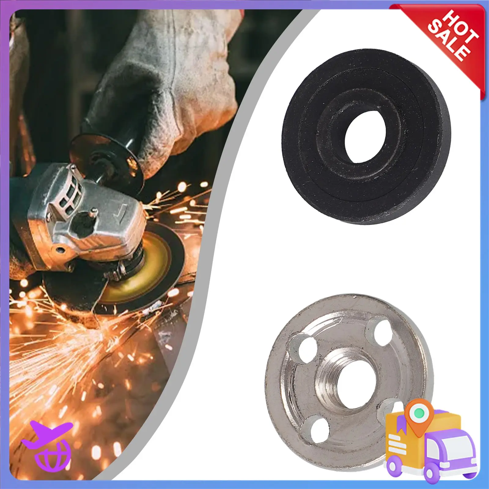 

2pcs/set Pressure Plate Cover Hexagon Nut Fitting Tool Inner Outer Flange Nut Set For Type 100 Angle Grinder Polisher Power Tool