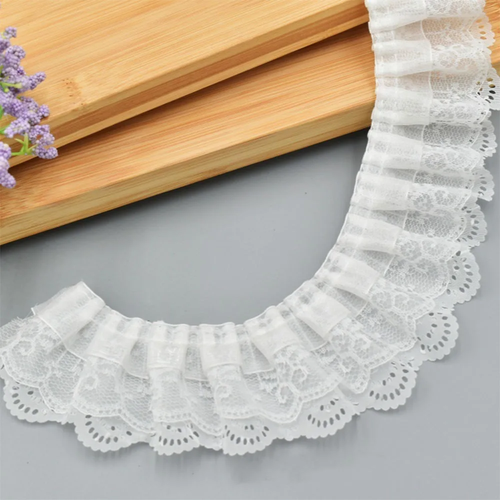 Elegant Three-Layer Ruffle Lace Trim for Fashion and Home Decor