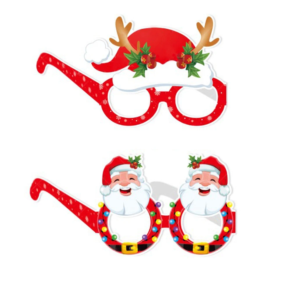8Pcs Christmas Paper Glasses Santa Claus Snowman Glasses for Kids Diy Cosplay Photo Props Christmas Party Decoration Supplies