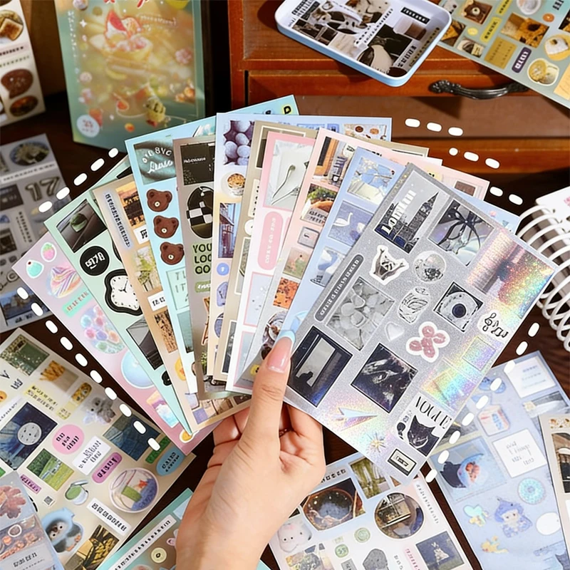 미스터페이퍼 30매/권 일본 전통 스타일 다이컷 스티커북 인스 감성 저널 & 탑로더 DIY 폰케이스 스크랩북 데코레이션