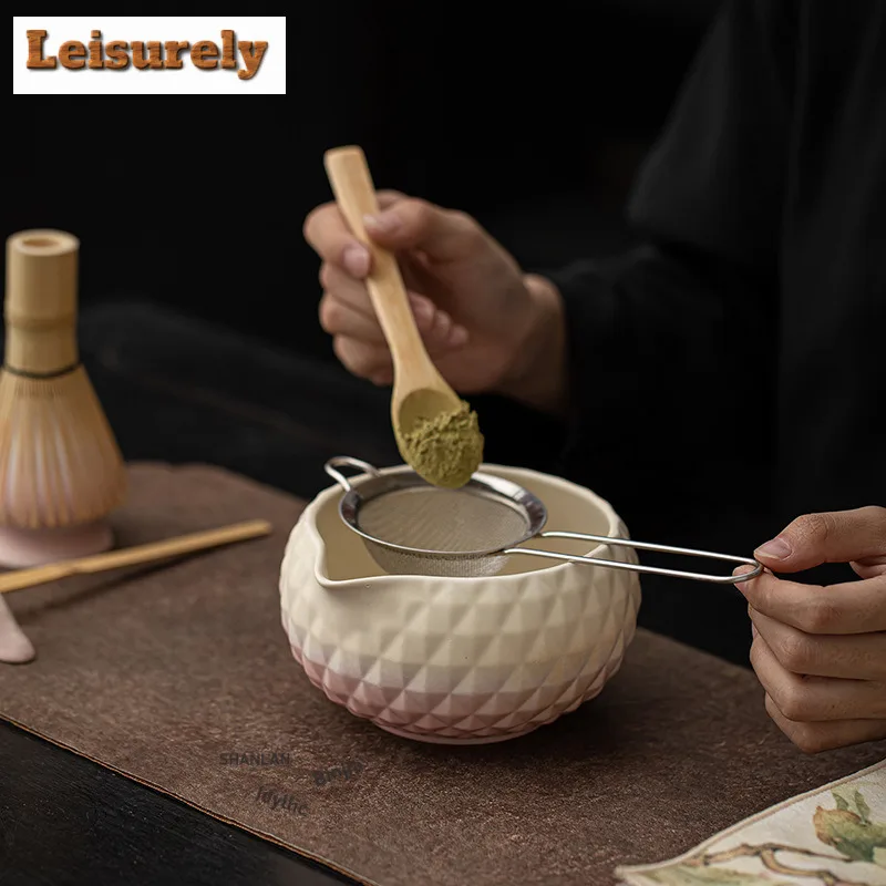 Star Diamond Matcha Eight-piece Set Ceramic Relief Bowl Song Dynasty Tea Ceremony Whisk Strainer Brush Accessories Ornaments