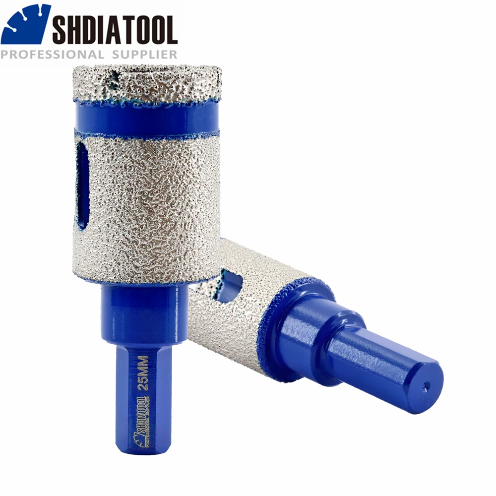 SHDIATOOL 1/2pcs Diamond Drilling Milling Finger Bits 20/25mm Ceramic Tile Granite Triangular Shank Grinding Hole Saw Crown Dry