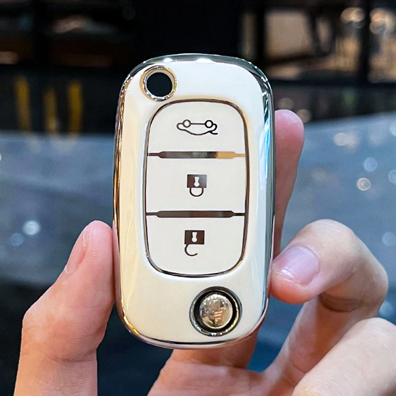 Key Case Cover Key Case 3 Buttons TPU Key Case Cover For LADA Vesta Granta XRay Kalina Priora Sedan Sport For Renault Fluence Clio Megane Mercedes