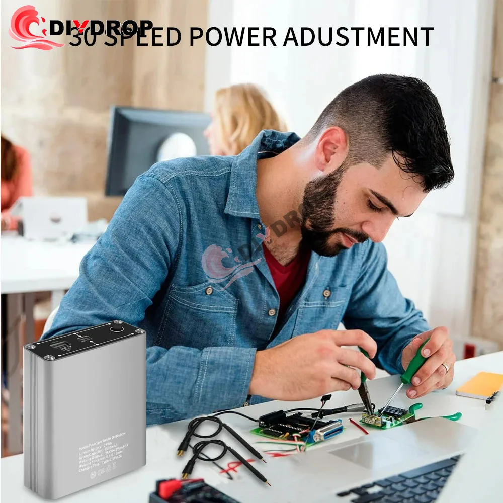 DIY Spot Welder Adjustable 30 Gears OLED Screen 5000mAh Lipo Include For Max 0.15mm Nickel Strip Portable Spot Welding DH-30 6