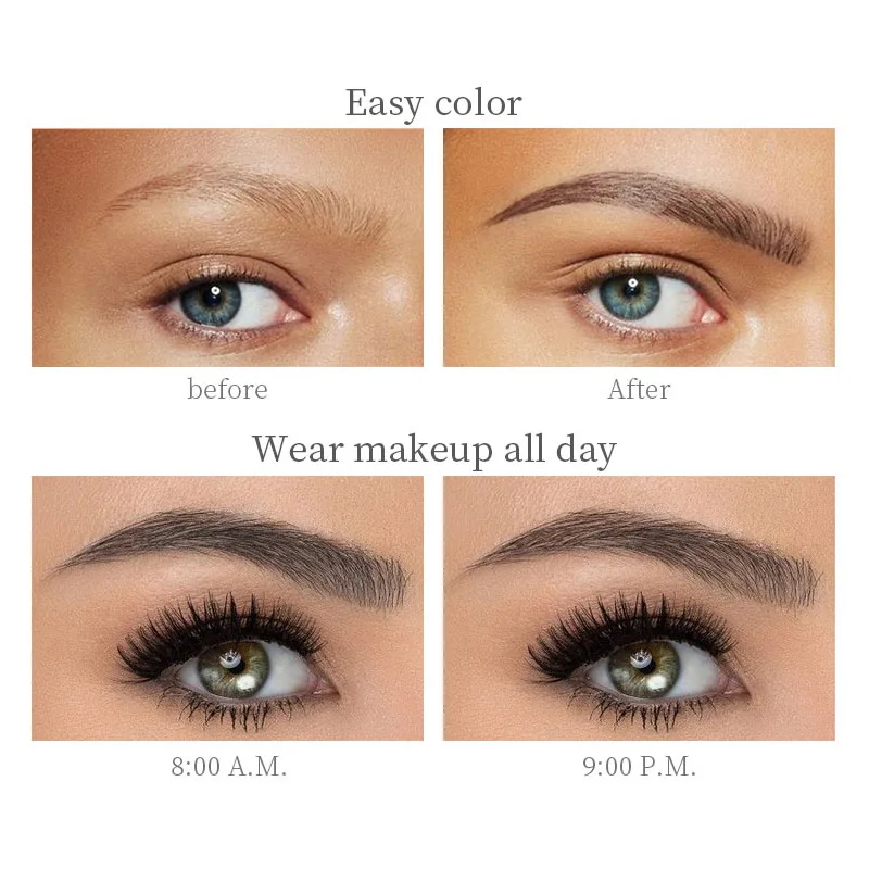 Four-Jaw Ultra-Fine Liquid Eyebrow Pencil 3D Waterproof Tip Tattoo Cosmetic Long Lasting Natural Dark Brown Liquid Eye Brow Pen 6