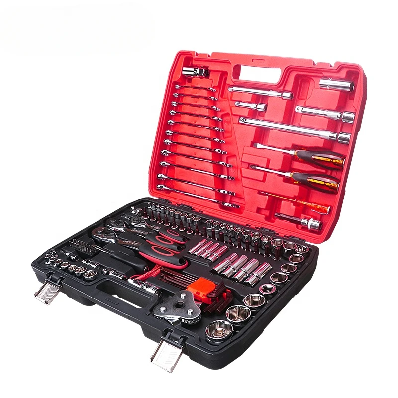 Kit Car Repair Sockets Hand Tool Sets Combination Socket Wrench Set with Plastic Toolbox