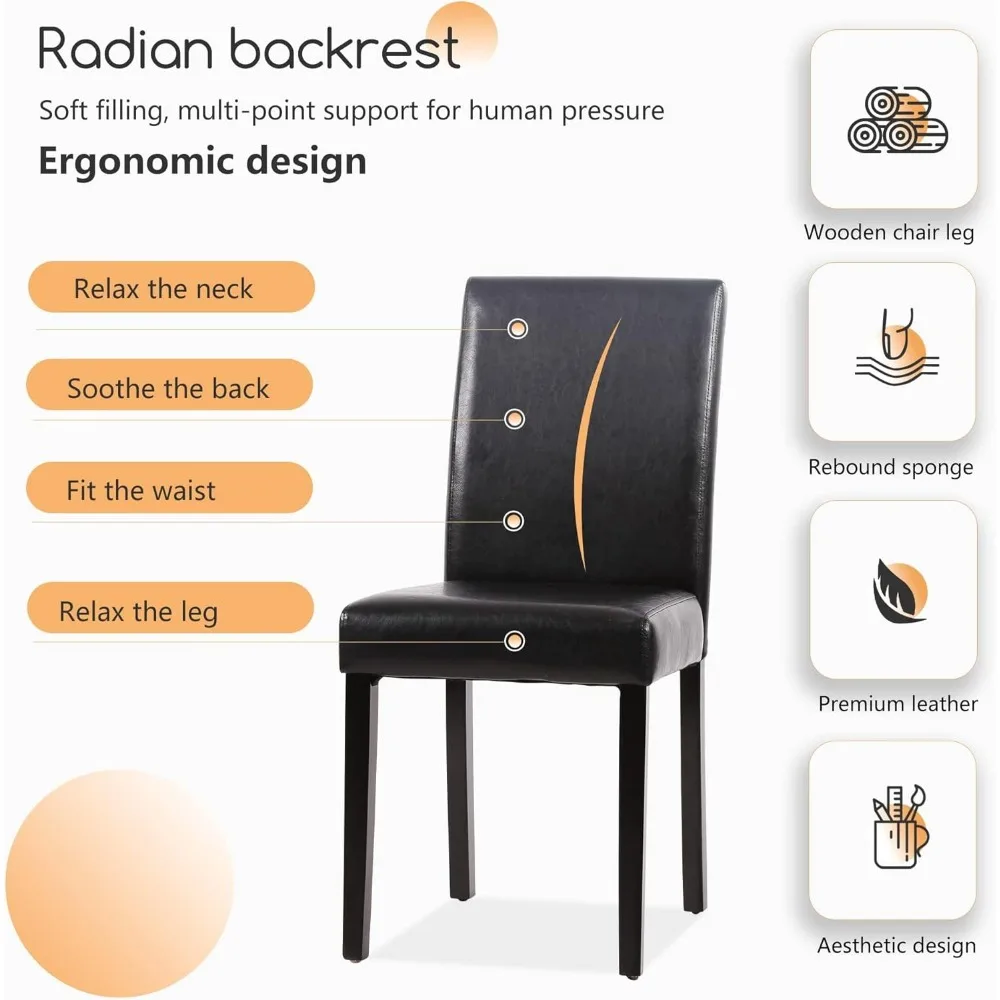 Dining Chairs Set of 4,Dining Room Chairs Upholstered PU Leather Kitchen Chair for Home Kitchen Bedroom Living Room Restaurant 4