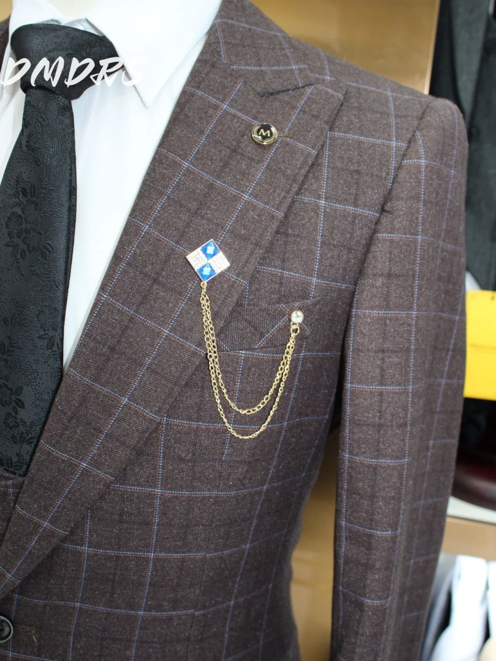 Completo da uomo scozzese di alta qualità per abito da sposa Abito formale autunnale e invernale Giacca Gilet Pantaloni per uomini d'affari Groomsmen 2