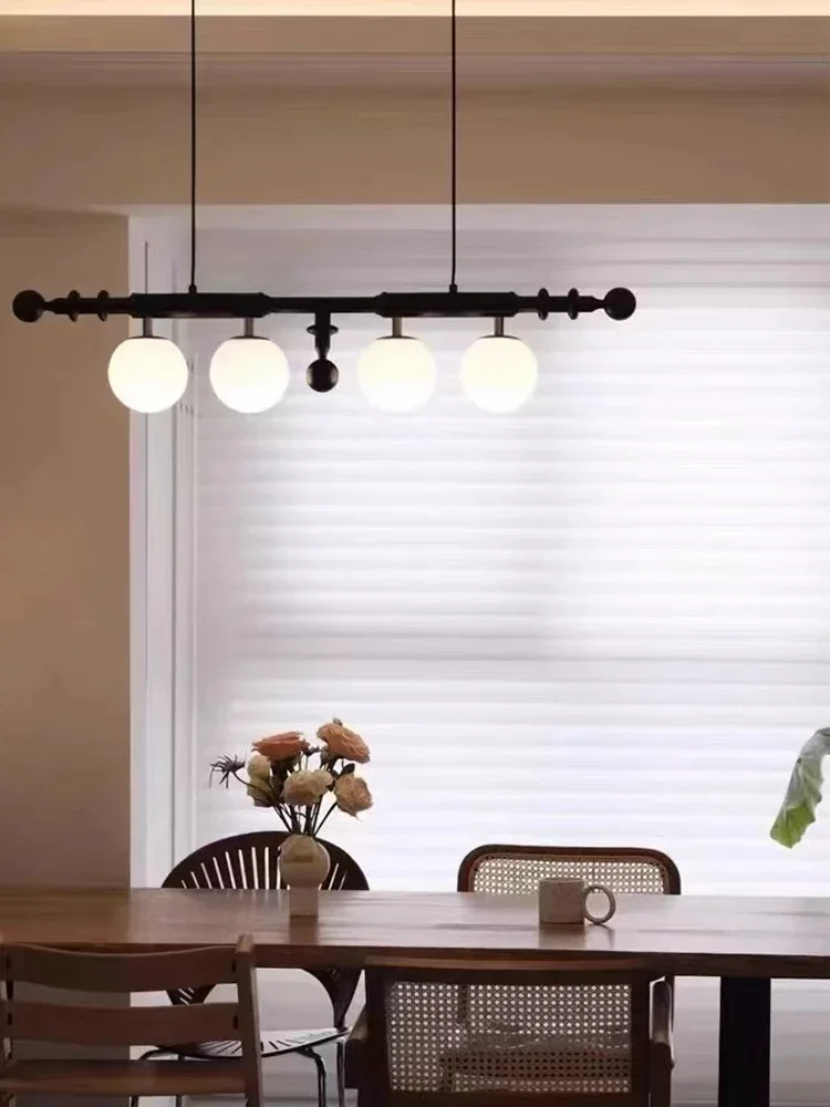 

French-Style Mid-Ancient Dining Table Long Lamp American-Style Retro Quiet Style Dining Room Bedroom Solid Wood Chandelier