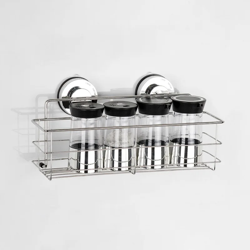 Bathroom Shelf Organizer Shower Storage Rack Stainless Steel Wall Mounted Toilet Shampoo Holder No Drill Vacuum Suction Cup 2