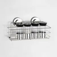 Bathroom Shelf Organizer Shower Storage Rack Stainless Steel Wall Mounted Toilet Shampoo Holder No Drill Vacuum Suction Cup 2
