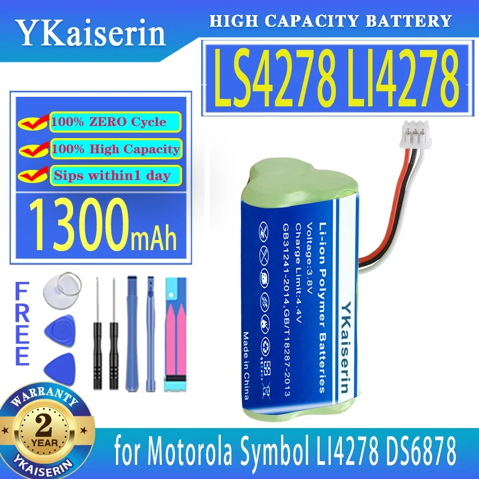 

YKaiserin Battery LS4278 1300mAh for Motorola Moto Symbol LI4278 DS6878 Barcode Scanner 82-67705-01 BTRY-LS42RAAOE-01 Bateria