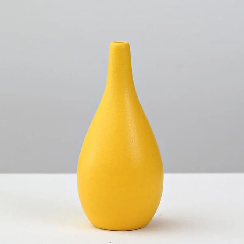 Porcelain Yellow Color Flower Vase Decoration Living Room Flower Arrangement Container Hydroponics Vase Plant Pot Gardening Art 3