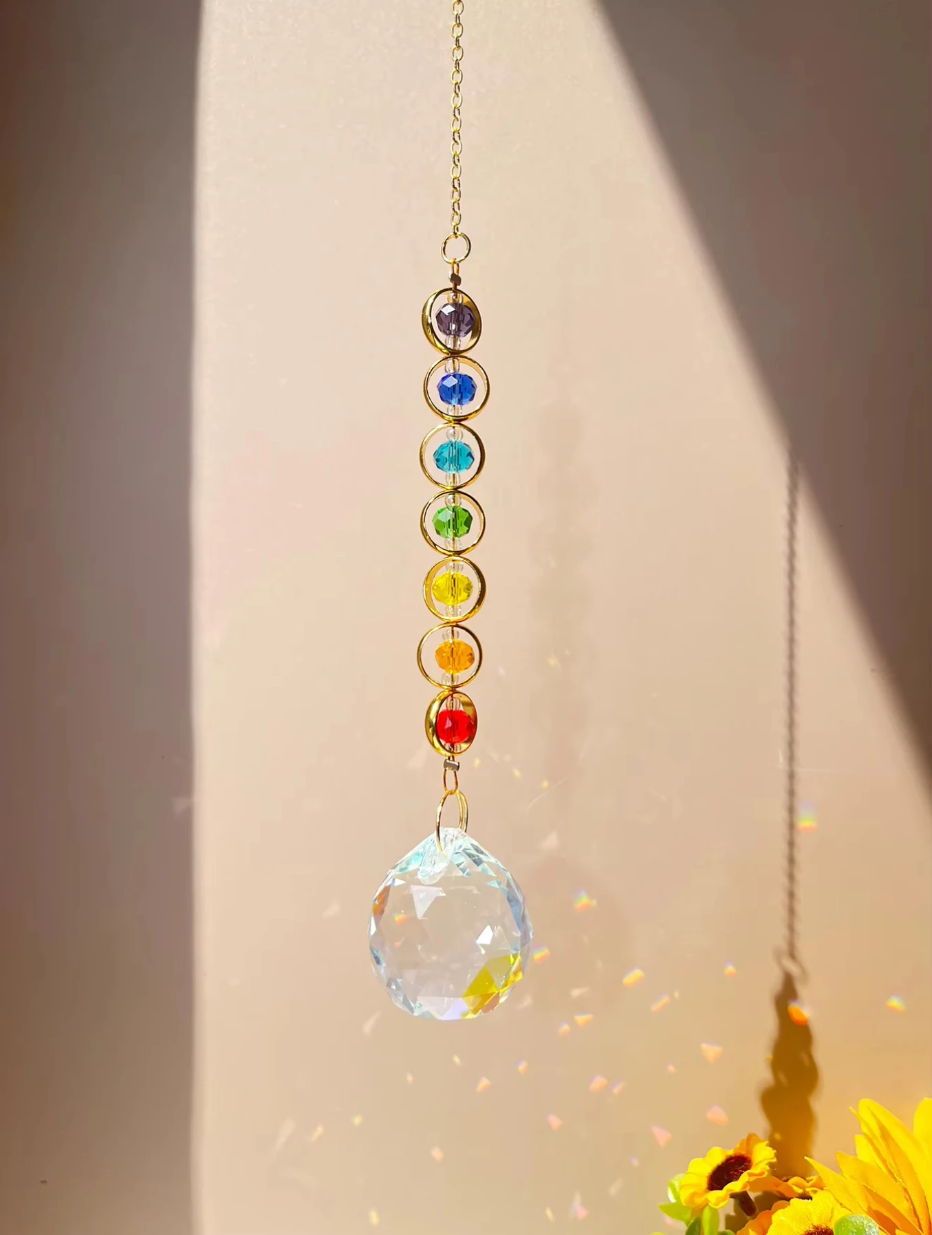 1pc Crystal Suncatcher Mobile Meditation Home Decor Rainbow Maker Prism Suncatcher (Rainbow and Fantasy) 6