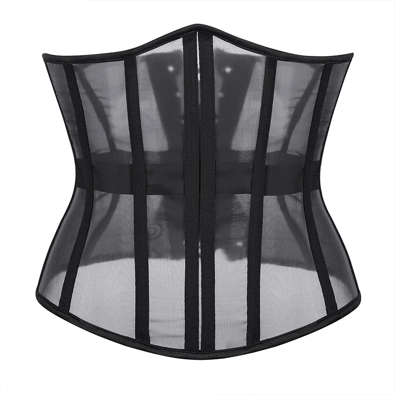 Burvogue Women Underbust Corset Mesh Breathable Lace Up Top Body Shaper Waist Trainer Sexy Bustiers & Corsets