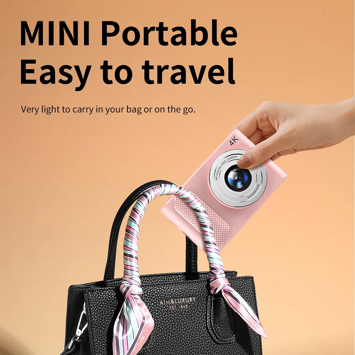 4K HD Mini Digital Camera Sony lens 44M Pixels 2.4 Inch Screen Student Digital Cam Auto Focus 4x Zoom Photography Outdoor Travel 5