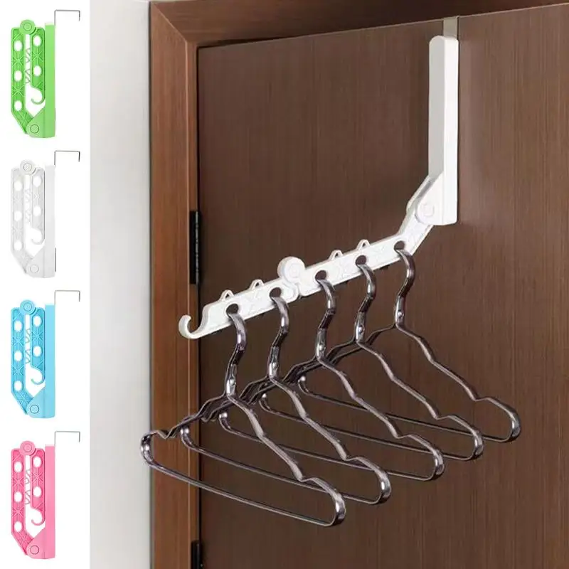 Foldable Travel Hangers Retractable 5 Holes Clothes Drying Rack Protable Over The Door Clothes Hanging Rack for Home Hotel