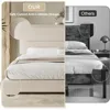 King Size Boucle Bed Frame, Upholstered Cloud Beds Frames with Headboard, Soft Platform Bed Frame with Thickened Footboard 6