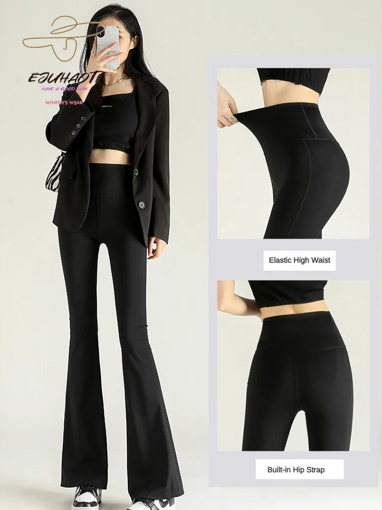 

Women's Shark Bell Pants Ladies Boot Cut Leggings Spring High Waist Elasticity Tight Trousers Abdomen Lifting Buttocks Clothing