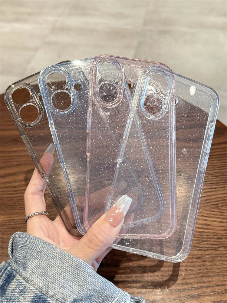 Elegant Bling Glitter Shockproof Clear Phone Case - Soft & Transparent Cover