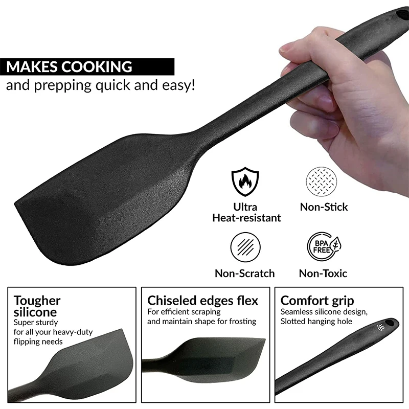 Kitchen Utensils 5 Pieces Silicone Kitchen Utensils Set Includes Turner Large Spatula Small Spatula Basting Brush Whisk JT23