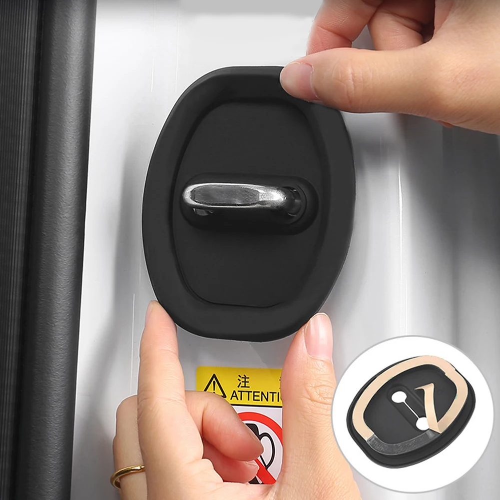 4Pcs Handle Silicone Vehicle Loc Guard Stopper Mute Damping Cushion Car Door Lock Protective Cover_voghion.com